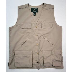 Orvis Travel Vest Mens Beige Pockets Galore Lightweight Front Button Limited Use